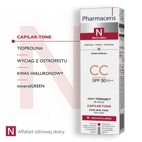 PHARMACERIS N CAPILAR-TONE CC KREM TONUJĄCY SPF 30 DLA SKÓRY NACZYNKOWEJ I NADREAKTYWNEJ 40 ML